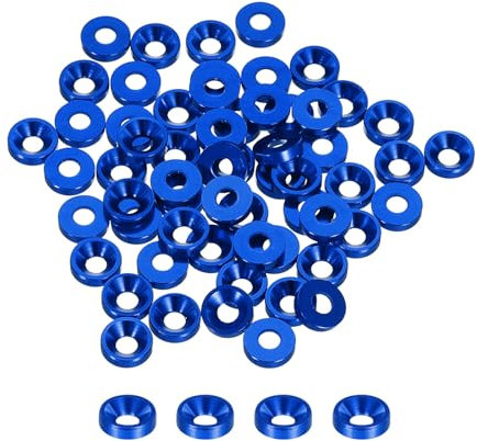 QUARKZMAN 60pz M3 Svasatura Rondelle 8mm/0,31 Anodizzato Alluminio Lega Testa Guarnizioni per Vite RC/FPV/PC/Drone Accessori Parti Marino Blu