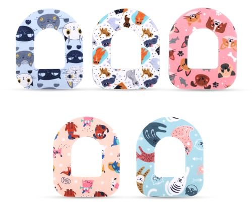 25pcs Adhesive Patches for Omnipod 5, Glucose Monitor Stickers Sensor Covers Cgm Sensor with with Hole Sensor Dash Patches Sensor Tape Cute Pets Monitor Patch(Cute Pets)