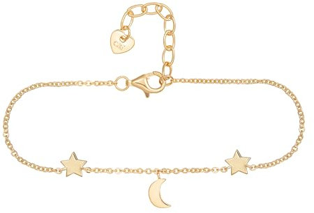 Caï Damen Armband 925 Sterling Silber rhodiniert Sterne Mond 925/- Sterling Silber 16+3cm rhodiniert ohne Stein weiß 360260198V-19