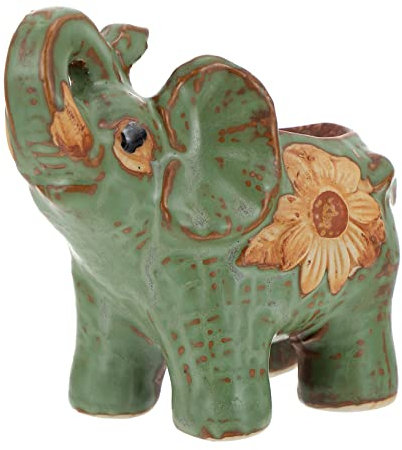 KITANDOVE Ceramic Elephant Shaped Succulent Planter for Home and Office Breathable Pottery Flower Pot for Indoor Plants Decorative Desk Decor for Garden and Kitchen Unique Idea