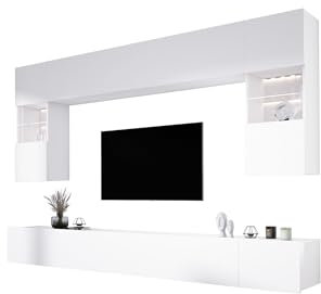 3E 3xE living.com Wohnwand, Farbe: weiß, Frontmaterial: MDF-Platte, Möbelmaße: Breite: 300 cm
