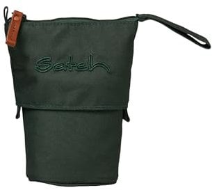satch Pencil Slider extra groß inkl. Trennfach Reißverschlussfach Stiftehalter Geodreieck Sichtfenster für Stundenplan Nordic Forest Green - Dunkelgrün