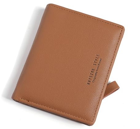 Skyearman Portefeuille Femme en Cuir Petit à Fermeture Éclair Porte Monnaie Femmes Slim Court Portefeuilles avec 7 Emplacements de Carte (Marron)