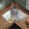 Fregadero Multifuncional, Fregadero de Cocina de Esquina en Forma de L, Acero Inoxidable 304, Lavabo Individual con Grifo Giratorio de 360° for Lavavajillas y Limpieza de Verduras