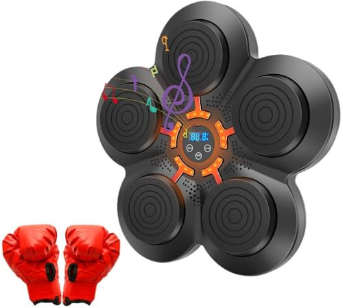 Musik-Boxmaschine mit LED-Zielen & Beat-Synchronisation, Smart Home Fitnesstrainer für Erwachsene/Kinder, interaktives Boxkissen mit Musikspielen und Kraftsensor