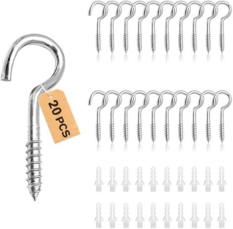 Forbabe Schraubhaken Klein 304 Edelstahl 20 Stück Hakenschrauben mit Gewinde Einschraubhaken für Außen Haken zum Schrauben Gewindehaken M3-40mm