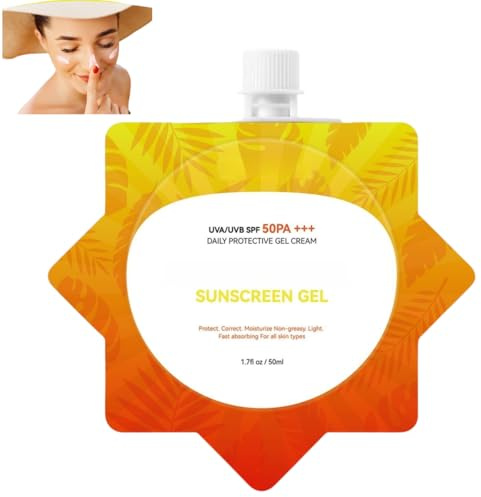 Atmungsaktive, superweiße Sonnencreme mit LSF 50 PA++++, Gesichtssonnenschutz für unterwegs, für die tägliche Anwendung geeignet, nicht fettend, nicht weißelnd, wasserfest