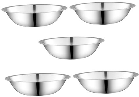 Alipis 5Pezzi Ciotole Acciaio Per Cucina Zuppiera Profonda e Organizzatore Stoccaggio Cibo Resistente e Facile
