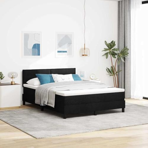 vidaXL Boxspringbett mit Matratze Schwarz 160 x 200 cm Stoff, Moderne Schlafzimmermöbel, verstellbares Kopfteil, langlebige Boxspringbetten, Bequeme Schaumstoffmatratze