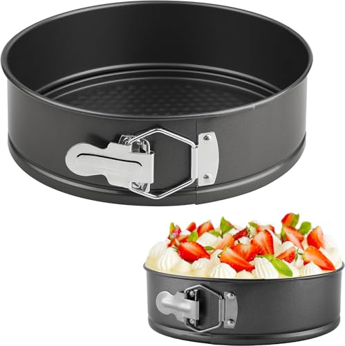 CTCEHL 9 Zoll Springform Rund,23 cm kuchenform,runde Backform mit Flachboden,Kuchen Springform,Kuchenbackform,Tortenbackform,Tarteform,für Kuchen,Pizza und Pfannkuchen