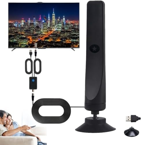 Festberg Hitenna, Wave Max, Wavemax TV Beam Antenna Mit Hd 100 KanäLe, 3 Metre Coaxial Cable, 50 Mile Range für den Innen- und Außenbereich mit Verstärker (1 xHitenna)