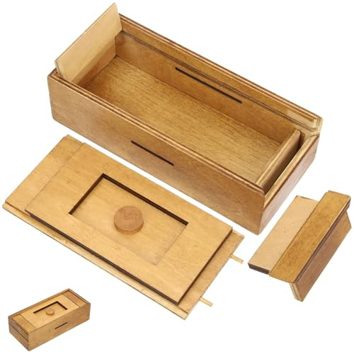 Kisangel Holzkiste Puzzle Aufbewahrungsbox Kinder Holzspielzeug Mit Verstecktem Fach Kognitives Spiel Für Kinder Geschenk Erwachsene Freizeit