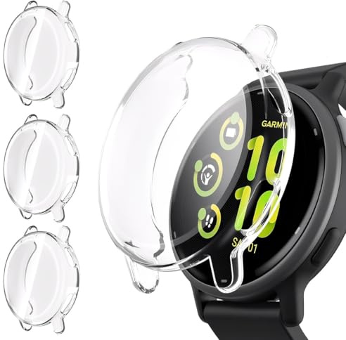 COYUN 3 Piezas Funda con Protector de Pantalla para Garmin Vivoactive 5, Protección Completa Carcasa Protectora Delgado Suave TPU Anti-Arañazos Case, 3 Transparente