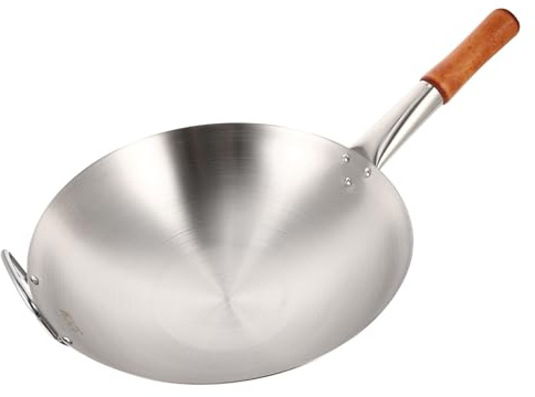 ULTECHNOVO Casserole De Cuisson Wok Avec Manche Bois Ustensile De Cuisine Pour Maison Wok De Cuisson
