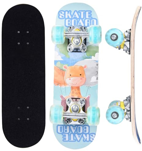 ERNAN Skateboard 17x5 Zoll Komplette für Kinder, komplettes Standard-Skateboards, 7 Schichten Ahorn-Deck, konkaves Skateboard