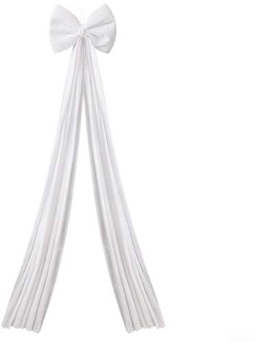 Samt-Baum-Ornament, große Samt-Weihnachtsschleife, Dekoration, 40 x 200 cm, weiches Plüschband für Weihnachtsbaum, Girlande oder festliche Tischdekoration (weiß)