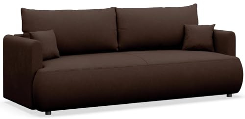 Selsey Schlafsofa 3 Sitzer mit Schlaffunktion und Bettkasten 226 cm – Braun Chenille Stoff – Modernes Sofa Bed für kleine Wohnzimmer & Gästezimmer