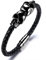 HALUKAKAH ● Assassin ● Men's Genuine Leather Bracelet with Titanium Skull Heads Magnetic Clasp 8.46/21.5cm(Black)