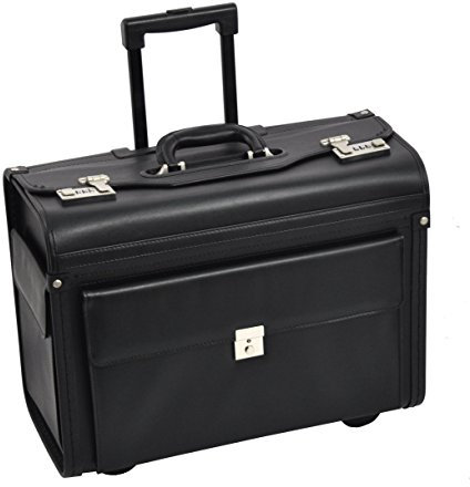 Dermata Pilotenkoffer Trolley Rollen Laptopfach 17 Pilotentrolley mit Vortasche und Zwei Seitentaschen