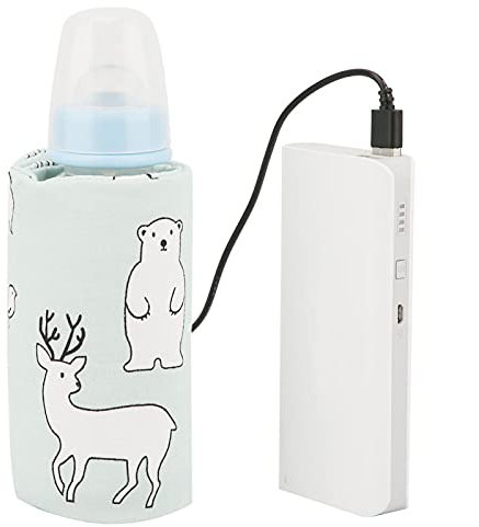 Calentador de Biberones USB para Bebés, Funda para Biberones de Dibujos Animados Calentador de Viaje Cubierta de Calefacción Termostato de Aislamiento