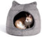 Best Friends by Sheri Meow Hut Katzenhöhle - Geschlossene Hundehöhle und Katzenbett mit ultraweichem Kunstfell, waschbar - Klein, Grau