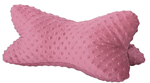 Dr. Berger Leseknochen Nackenrolle Lesekissen 40x18 cm Minky Design - 380g Baumwolle extra flauschig – ergonomisches Nackenkissen zum Entspannen für bequemes Lesen, TV, Reisen, Altrosa