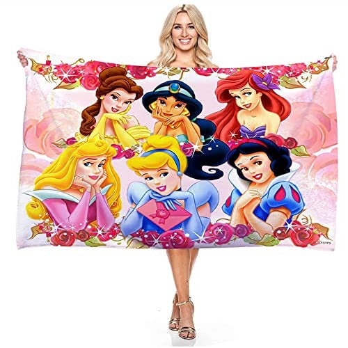 JXSMYT Strandtuch Mikrofaser,Badetücher,Schnelltrocknendes Handtuch Prinzessin,Kinder Geschenkidee,handtücher Set,Poncho Kinder Badetuch (A3,70x140cm)