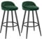WOLTU Taburetes de Bar Juego de 2, Taburetes de Cocina con Reposapiés, Asiento de Terciopelo, Estructura de Metal, Verde Oscuro