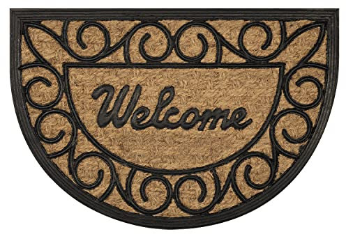 OLIVO.shop | PROMO - Zerbino in cocco intrecciato e gomma, tappeto ingresso casa mezzaluna 40x60 cm (DISEGNO 1)