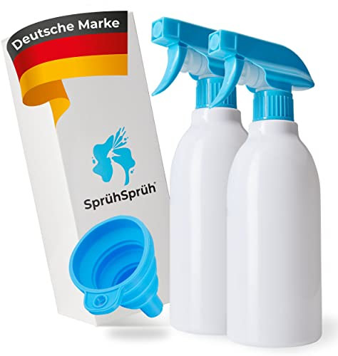 SprühSprüh® Sprühflaschen 2er Set – BPA-frei, Nachfüllbar, Ergonomisch – 500ml Zerstäuber mit Feinem Sprühkopf für Haushalt, Garten, Pflanzen, Reinigung, Fenster, Auto, Bad & mehr