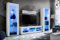 Komodee Ensembles de Meubles Tivoli Grande, Blanc Blanc, Largeur 250cm x Hauteur 159cm x Profondeur 35cm, LED Bleues, pour Salon, Chambre