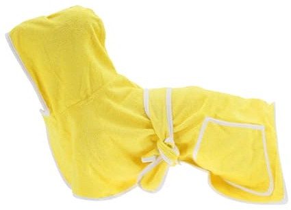 CAPASTEC Kapuzen-Hundebademantel Gelb 1 Stück Schnell Trocknend | Material Polyester, Größe XXS, Gewicht 4,5-7kg, Maschinenwaschbar, Schmutzabweisend, Für Alle Rassen