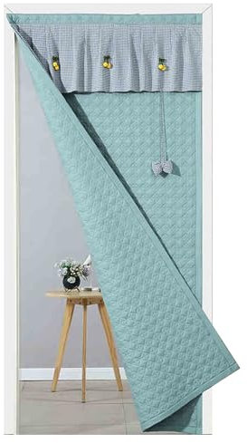Thermoisolierter Türvorhang mit robusten Klettverschlüssen, energiesparend, Winter-Zugluftstopper für Schlafzimmer und Wohnzimmer, 150 x 220 cm, Blau