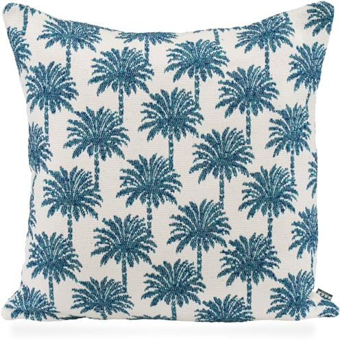 H.O.C.K. Vamosa Palms Outdoor Wendekissen: Das perfekte Kissen für Garten und Terrasse - Wasserabweisend, Farbecht, Schimmelresistent (Navy Blue, 60x60cm)