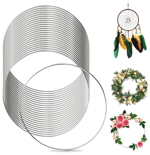 24 Stück 20cm Metallringe zum Basteln, Traumfänger Ringe, Deko Ringe zum Aufhängen, Drahtringe Deko Ringe, Drahtringe zum Basteln, Makramee Ring für DIY Floral Hoop Floristik Wandbehang Handwerk