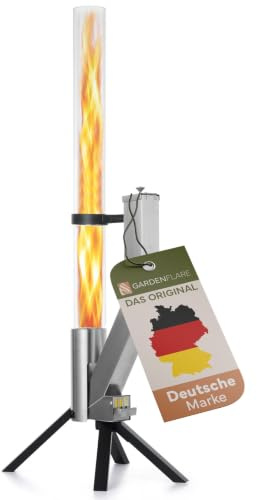 GARDENFLARE Feuerrohr Klassik - Edelstahl Pelletfackel, Multicolor Silber