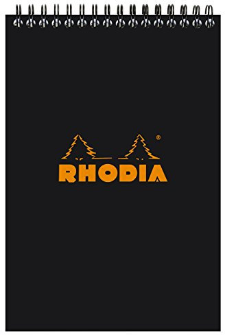 RHODIA 165019C - Spiral Notebook (Full Bound) Black - A5 - Lined - 80 Detachable Sheets - White Clairefontaine Paper 80 g/m - Soft and Resistant Coated Card Cover - Classic