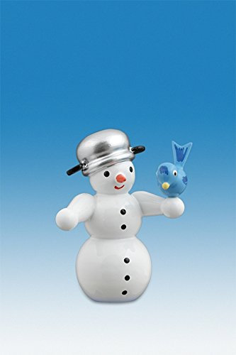 Rudolphs Schatzkiste Holzfigur Schneemann mit Vogel und Kochtopf Höhe 6,5cm NEU Schneemänner Seiffen Erzgebirge Figur Dekoration Holzfiguren Weihnachten Fensterschmuck Spielzeug Deko Weihnachtsfigur