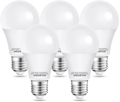 Aigostar Led E27 Kaltweiß 15W Leuchtmittel Birne Lampe 6500K 1500 Lumen Abstrahlwinkel 280 Grad A60 Glühbirnen Tropfen 5 Stücke