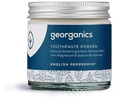 Georganics Mineral Toothpaste Powder - Peppermint - Stain Removing & Teeth Whitening Powder - 100% Natural - SLS, Glycerine & Fluoride Free - Certified Cosmos Natural, Vegan & Cruelty-Free - 60ml