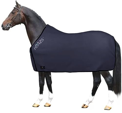 Horses, Fleece Pferdedecke, Basismodell, weich und bequem, ideal für Transport und Feierabend, Größe XS-120cm bis XXL-162cm, erhältlich (Grau- 135 cm)