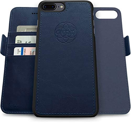 dreem Fibonacci 2-in-1 Wallet Case for Apple iPhone 8 Plus & 7 Plus - Luxury Vegan Leather, Magnetic Detachable Shockproof Phone Case, RFID Card Protection, 2-Way Flip Stand - Royal