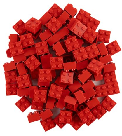 LEGO Classic Lot de 100 Pierres 2 x 2 (3003) avec séparateur de Pierres (Rouge)