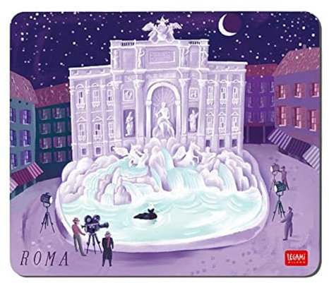 Legami - Tapis de Souris, Tapis de Souris avec Surface en PVC Anti-poussière et Anti-éblouissement, Base en Caoutchouc antidérapante, Thème Roma, 22,3 x 23,3 cm