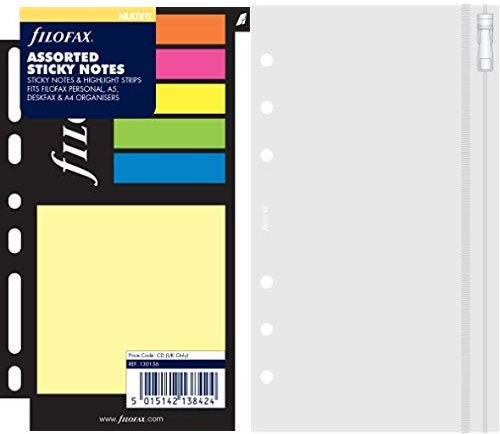 Filofax 130136 Haftnotizen, farbig sortiert & 133618 Personal Klarsichttasche mit Reißverschluss