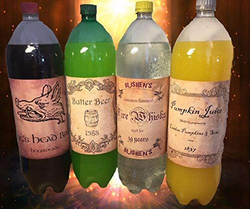 Be-Creative party stickers Birthday Halloween wine pop bottle label (hogs head and brew / 4 packs)