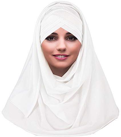 YOFASEN Slouchy Muslimischer Hut - Frauen Islamische Schals Schönes Hijab Beanie Mützen Schal Kopftuch, Weiß, One size