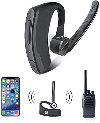 DHRH Wireless Walkie Talkie, Ear Hanging in Ear Walkie Talkie Bluetooth Ptt Headset Compatible with Microphone Headset Adapter - Black