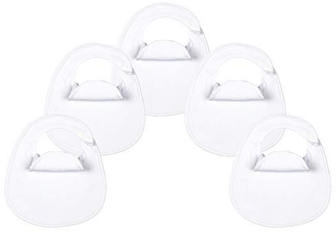 BibEasy Bibs Drool Catcher Baby Bibs for Drooling, Spit Ups and Stained Baby Clothes, 100% Cotton and Super Absorbent Bibs for Baby Boys, Girls 3-36 Months (5 Pack, White)