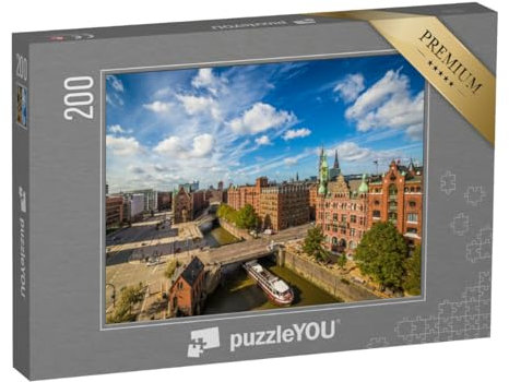 puzzleYOU: Puzzle 200 Teile „Hamburgs Speicherstadt: Weltkulturerbe in Deutschland“ – aus der Puzzle-Kollektion Hamburg, Deutsche Städte, Deutsche Großstädte, Speicherstadt Hamburg
